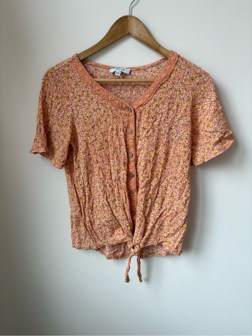 Boho Peach Floral Top